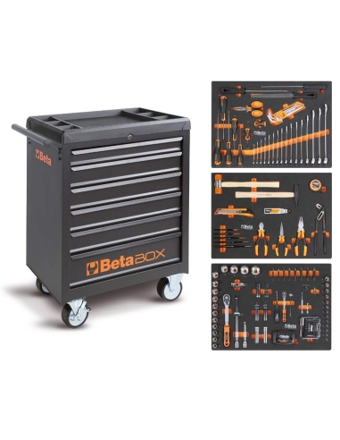 SERVANTE MOBILE D'ATELIER 6 TIROIRS + 196 OUTILS BW C04BOX-A VU - BETA