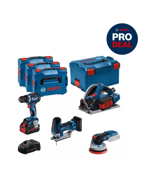 KIT COMBINÉ SPÉCIAL BOIS LBOXX 4 OUTILS 18V + 1 ACCU 4.0 AH + 2 ACCUS 5.5 AH - BOSCH