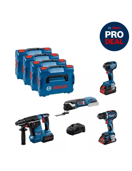 KIT COMBINÉ SPÉCIAL RÉNOVATION LBOXX 4 OUTILS 18V + 1 ACCU 4.0 AH + 2 ACCUS 5.5 AH - BOSCH