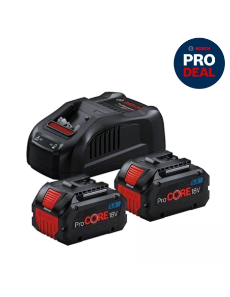 SET DE 2 BATTERIES PROCORE 18V 5.5 AH + 1 CHARGEUR GAL 1880 CV - BOSCH