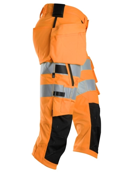 6138 - PANTACOURT EN TISSU EXTENSIBLE AVEC POCHES HOLSTER HAUTE VISIBILITÉ, CLASSE ½ SNICKERS WORKWEAR