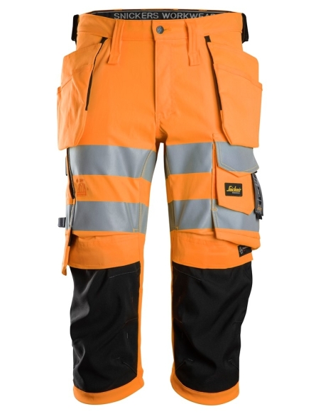 6138 - PANTACOURT EN TISSU EXTENSIBLE AVEC POCHES HOLSTER HAUTE VISIBILITÉ, CLASSE ½ SNICKERS WORKWEAR