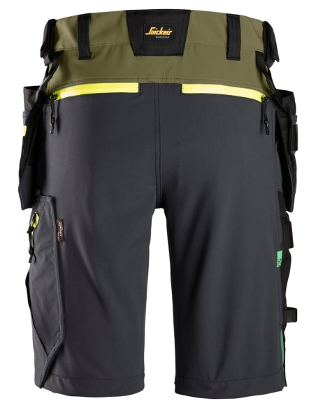 6140 - FLEXIWORK, SHORT EN TISSU EXTENSIBLE SOFTSHELL AVEC POCHES HOLSTER SNICKERS WORKWEAR