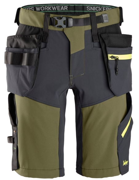 6140 - FLEXIWORK, SHORT EN TISSU EXTENSIBLE SOFTSHELL AVEC POCHES HOLSTER SNICKERS WORKWEAR