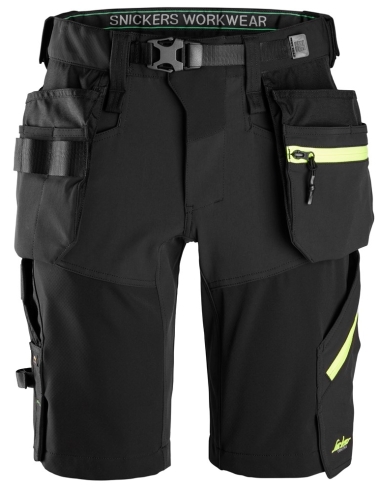 6140 - FLEXIWORK, SHORT EN TISSU EXTENSIBLE SOFTSHELL AVEC POCHES HOLSTER SNICKERS WORKWEAR