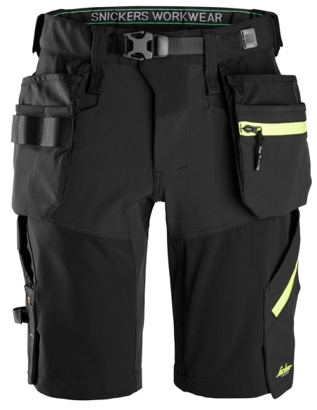 6140 - FLEXIWORK, SHORT EN TISSU EXTENSIBLE SOFTSHELL AVEC POCHES HOLSTER SNICKERS WORKWEAR