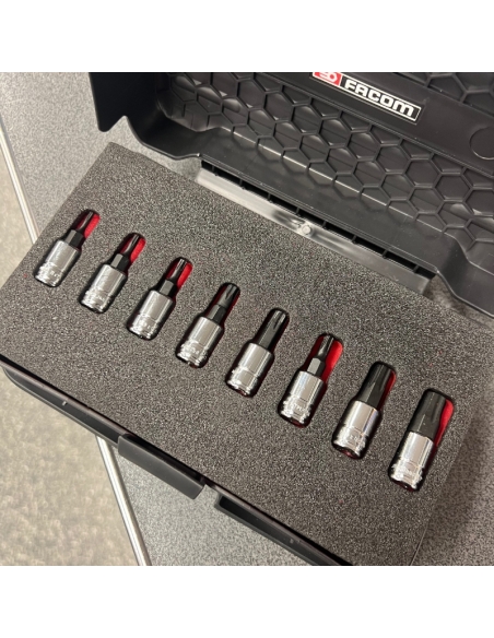 JEU DE 8 DOUILLES À EMBOUTS DE 2 À 8 MM OGV GRIP HEXAGONAL MÉTRIQUE DE 1/4" - FACOM