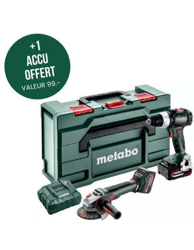 COMBO SET 2.9.4 2 MACHINES SANS FIL 18V + 2X ACCUS 5.2 AH + 1 ACCU OFFERT - METABO