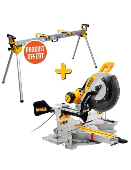 SCIE À ONGLET RADIALE DWS780KIT + SUPPORT OFFERT - DEWALT