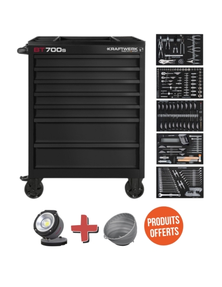 SERVANTE D'ATELIER NOIRE BASIC LINE BT700S + 1 BOL + 1 BALADEUSE LED OFFERTS - KRAFTWERK