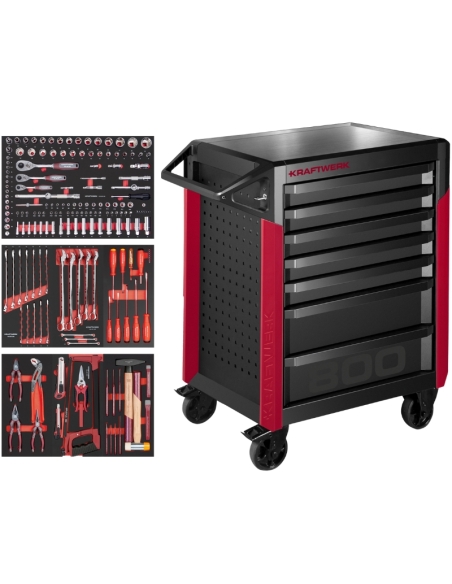 SERVANTE D'ATELIER PT800 + BOL MAGNÉTIQUE EN PLASTIQUE + BALADEUSE LED + JEU DE 4 DOUILLES OFFERTS - KRAFTWERK