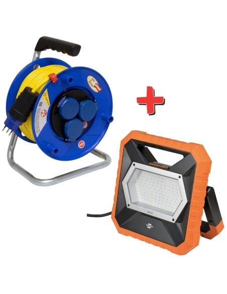 SET PROJECTEUR LED MOBILE + ENROULEUR DE CÂBLE 25 M - BRENNENSTHUL