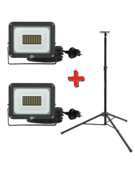 SET DE 2 PROJECTEURS LED 1171252346 + TRÉPIED 1170310030 - BRENNENSTUHL