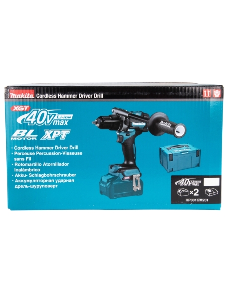 PERCEUSE FRAPPEUSE XGT HP001GM201 + 2 ACCUS 4.0 AH + 1 CHARGEUR RAPIDE - MAKITA