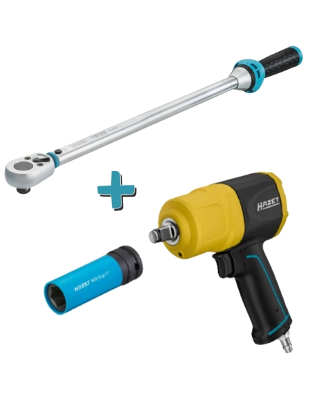CLÉ DYNAMOMETRIQUE 5123-3CT + CLÉ À CHOCS ET DOUILLES À CHOCS OFFERTES - HAZET