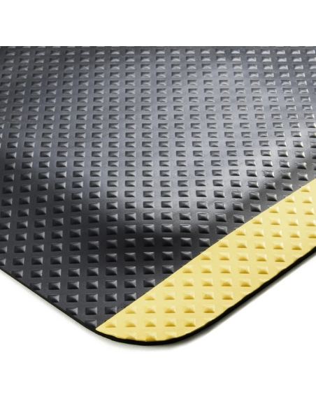 TAPIS ANTI-FATIGUE CUSHION TRAX NOIR/JAUNE LINÉAIRE - KLEENMAT