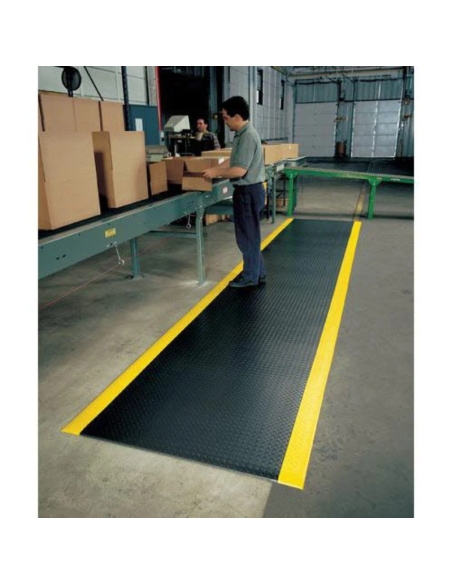TAPIS ANTI-FATIGUE CUSHION TRAX NOIR/JAUNE LINÉAIRE - KLEENMAT