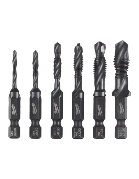 SET 6 FORETS TARAUDEURS COMBINÉS HSS-G 1/4" EN COFFRET - MILWAUKEE