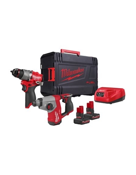 SET VISSEUSE + PERFORATEUR + 2X ACCUS 12 V 5 AH + CHARGEUR M12 FPP2BG2-502X - MILWAUKEE